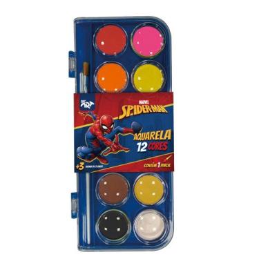 Imagem de Aquarela Homem Aranha Escolar Spider-man 12 Cores + Pincel - DAC