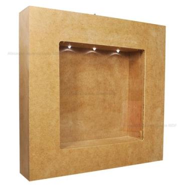 Imagem de Nicho Duplo Quadrado com Led 30x30x6 Porta Maternidade Mdf Madeira - A