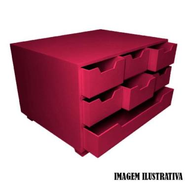 Imagem de Comoda Retangular Sulfite 7 Gavetas 33cm Mdf Madeira Pintado - ATACADÃ