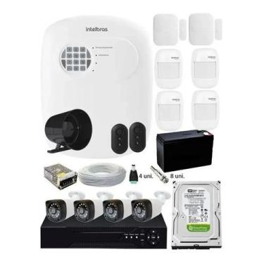 Imagem de Kit Alarme Residencial Sem Fio + Kit 4 Câmeras Hd 720p Infra - Intelbr