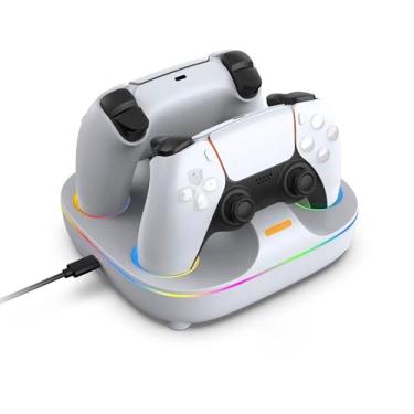 Imagem de TwiHill Carregador duplo de gamepad sem fio é adequado para PS5, carregador de contato de acessórios de gamepad PS5, Acessórios para PlayStation 5