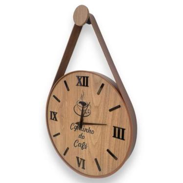 Imagem de Relógio de parede 40cm , cantinho do café, algarismos romanos 3d preto