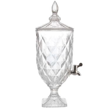 Imagem de Suqueira Jarra de Cristal Vidro Modelo Diamond 2 Litros C/ Torneira Premium Casa Chique Mesa Posta