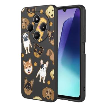 Imagem de HTXWXJC Capa de telefone para Redmi 14C, capa Xiaomi Poco C75 à prova de choque flexível amortecedor TPU capa macia padrão cão capa de telefone para Xiaomi Redmi 14C cachorro preto