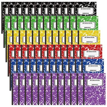 Imagem de Kajaia Pacote com 72 mini cadernos de composição de 8 x 12 cm, cadernos de tamanho grande de bolso, bloco de notas de mármore fofo, diário, pequeno, para faculdade, escola, escritório, sala de aula,