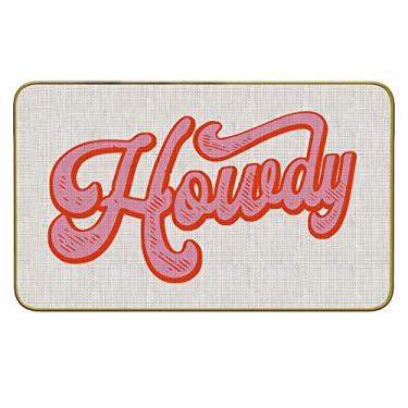 Imagem de Mingnei Tapete de porta Howdy rosa choque engraçado para cozinha doméstica, tapete de porta Howdy, Howdy Cowgirl Preppy capacho para casa, cozinha, frente, interior, exterior, tapete de entrada 76 x