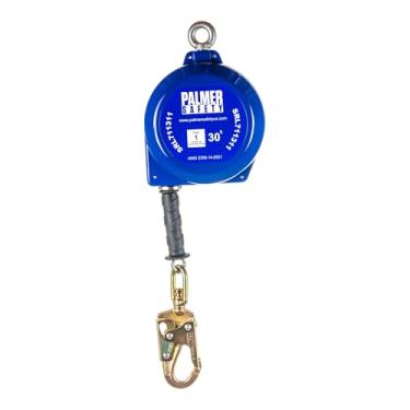 Imagem de Palmer Safety SRD 30 FT. Linha de vida auto-retrátil I ANSI Z359.14-2021 Classe 1 I SRL Dispositivo giratório superior galvanizado cabo com pequeno gancho de pressão de aço I queda de segurança Yoyo