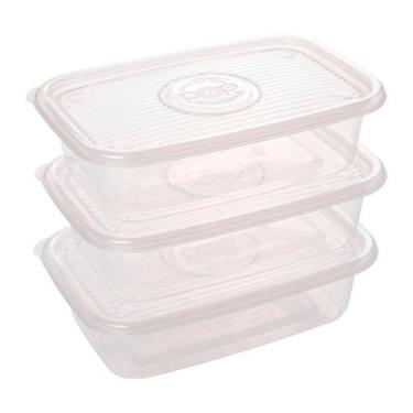 Imagem de Kit 3 Potes 1,2 L Mantimentos Comida Vasilha Marmita Legume - Plasútil