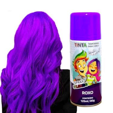 Imagem de Tinta de Cabelo Temporária Roxa Spray lavável Cabelo Maluco Festas Carnaval