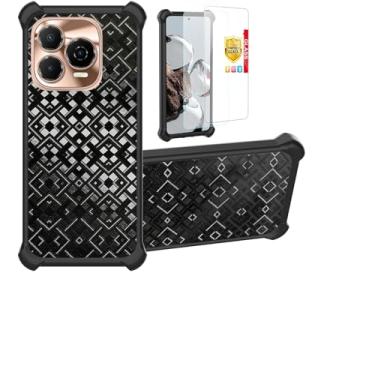 Imagem de Aroepurt Capa para Blu Bold K20 compatível com Blu Bold K30 capa de celular com suporte [com 2 películas de vidro temperado] Capa híbrida [mudança de forma multidirecional 3D] preta