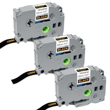 Imagem de Zencoma Fita adesiva de substituição compatível para Brother TZe-334 Ouro em Preto 12 mm 0,47 Fita de etiqueta laminada para Brother PT-D210 PT-H110 PTD-600 PT-D400 1/5.1 cm x 8.0 m 3Pack