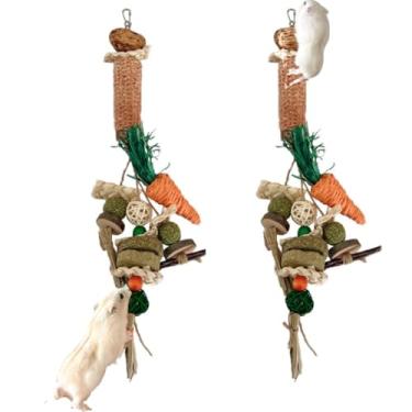 Imagem de Brinquedo para mastigar coelho palitos de mastigar gaiola para animais de estimação, brinquedo de mastigação de coelho para cobaia, hamster, feito à mão, ranger de dentes, brinquedo de dentição de