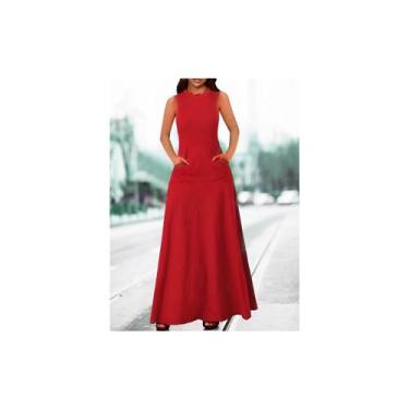 Imagem de Vestido Longo Bolso Canguru Saia Evase Forrado Malha Viscolycra  Ve  2