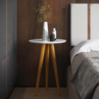 Imagem de Mesa Lateral Oval para Sala Osaka Branco - CasaH