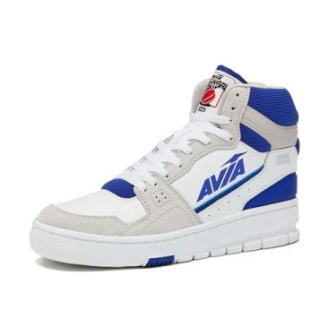 Imagem de Avia 821 Tênis de cano alto masculino, tênis de basquete masculino, interno ou externo, tamanho 7 a 16, retrô, masculino ou feminino, Branco/cinza prateado/azul marinho, 37/38 BR