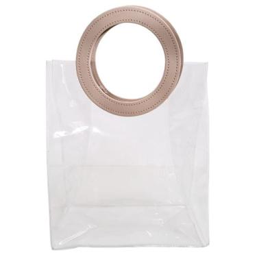 Imagem de Sacola Transparente Grande Com Alça Bolsa Presente PVC 26cm - Multiart