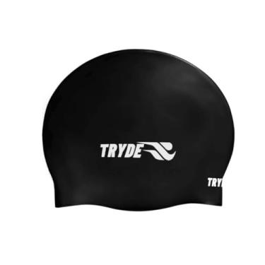 Imagem de TRYDE Touca de Natação em Silicone Premium – Preta, Tamanho Médio, Sem Costura, Confortável e Resistente ao Cloro – Adultos e Crianças