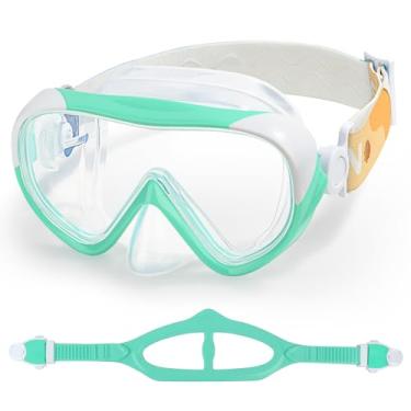 Imagem de EXP VISION Máscara De Natação Infantil - Óculos Infantis Ultimate 180° Mergulho Antiembaçante À Prova Vazamentos Com Proteção Nasal E Tira Tecido Para Crianças 4 A 14 Anos Natação, Snorkel (Aqua)
