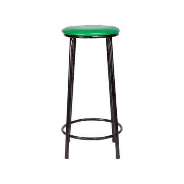 Imagem de Banqueta Alta Flex Sem Encosto Assento em Corino Estrutura Aço Tubular Cozinha Americana Balcão (VERDE)
