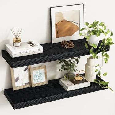 Imagem de Prateleiras flutuantes de 81 cm, prateleiras de parede rústicas de 23 cm de profundidade - Prateleira de armazenamento de parede extra mais profunda e mais grossa para cozinha, fazenda - Conjunto de 2