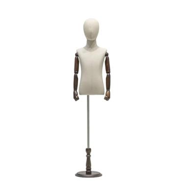 Imagem de Manequim de costura em forma de vestido infantil ajustável com cabeça destacável, corpo de manequim infantil com base de madeira para exibição de roupas, B, nº 120