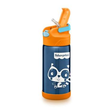 Imagem de Copo Térmico Aço Inox Hot & Cold 400ml +12m Azul Fisher Price - BB1022 BB1022