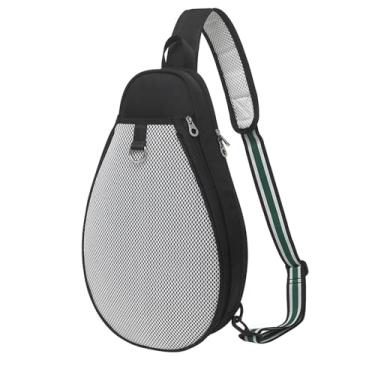 Imagem de rockible Tennis Racket Bag Tennis Backpack Tampa acolchoada detém 2 raquetes de tênis Badminton Bag, Preto Branco