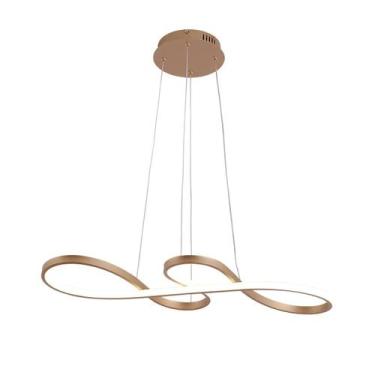 Imagem de Lustre Pendente Moderno 75cm Led 47w 3 Cores de Luz Bivolt Dourado - S