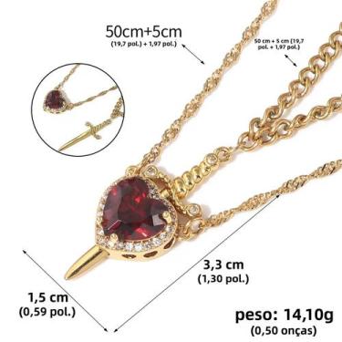 Imagem de Colar Gargantilha Gótico com Punhal de Cristal Vermelho - Dia dos Namo