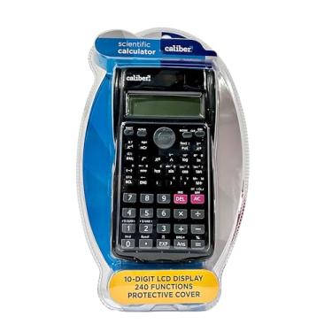 Imagem de CALIBER Calculadora científica com visor LCD de 10 dígitos com 240 funções e capa protetora flip