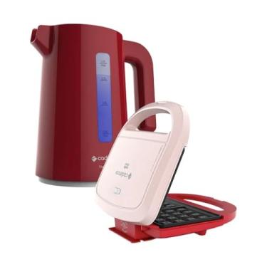 Imagem de Kit Máquina de Waffles e Chaleira Vermelha 1,7L Cadence - 127V