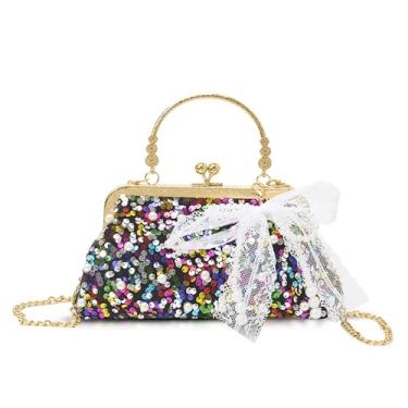 Imagem de QTKJ Bolsa de noite, bolsa de lantejoulas, transversal para mulheres, casamentos, formaturas, festas (cor em português), Multicor, One Size