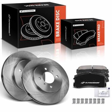 Imagem de A-Premium Conjunto de 6 peças 10,08 polegadas (256 mm) Rotores de freio a disco ventilado dianteiro + kit de pastilhas de cerâmica compatível com o modelo Mitsubishi selecionado - Lancer 2002-2006, L4