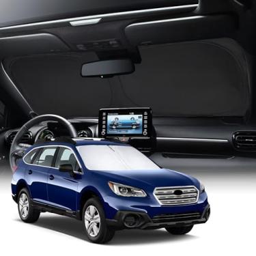 Imagem de NEVERLAND Para-brisa de carro Protetor solar de ajuste personalizado Subaru Outback 2010-2014, capa de guarda-sol dobrável para proteção solar interior automotiva, prata