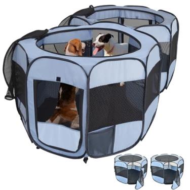 Imagem de EighteenTek Cercadinho Para Gatos 2 Em 1 Extragrande, Destacável Em 2 Cercadinhos Separados Com 2 Portas Adicionais, Com Tapetes Higiênicos, Cercadinho Portátil Para Cães, Tenda Para Gatos, Para Gat