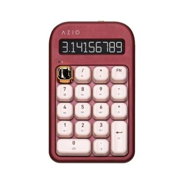 Imagem de AZIO IZO Calculadora mecânica sem fio e teclado numérico (vermelho/dourado) - Bluetooth 5.0 e USB, interruptor mecânico azul Gateron, 9 modos de luz de fundo, recarregável, compatível com PC e Mac,