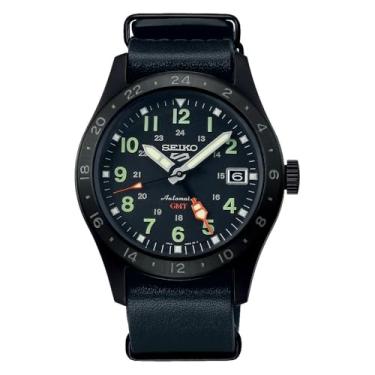 Imagem de Seiko 5 Relógio esportivo masculino Field Deception GMT automático SSK025K1, preto, pulseira, Preto, Alça