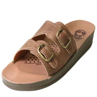 Imagem de Sandália Feminina Ortopédica com Fivela Casual Webe Flex, Bege, 36