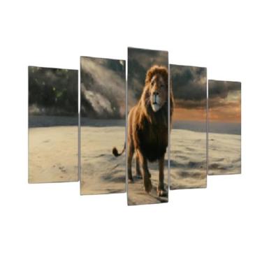 Imagem de Quadro Decorativo Mosaico 5 Peças Mo5 Leão De Judá 04 - Eco Decor