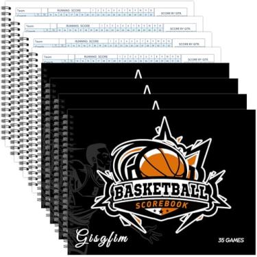 Imagem de gisgfim Livro de pontuação de basquete Livro de rastreamento de 35 jogos unissex Coach Árbitro Scorebooks League Sport Game Side by Side Score Books for High Middle School Little League (8 peças)