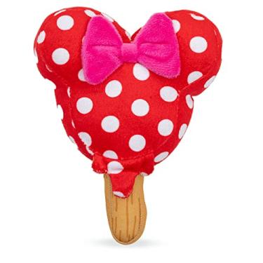Imagem de Buckle-Down Disney Dog Toy, Minnie Mouse, sorvete com orelhas e laço vermelho, pelúcia