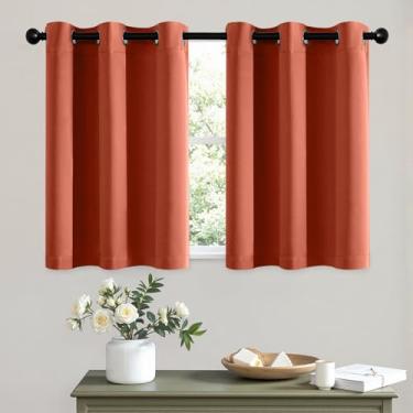 Imagem de MIULEE Cortinas curtas para janelas - Cortinas blecaute laranja queimado meia janela cortinas de privacidade com isolamento térmico para cozinha, quarto, banheiro, ilhós, parte superior, pequenas