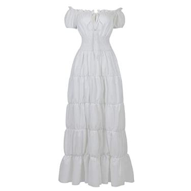 Imagem de GOLDSTITCH Vestido feminino renascentista pirata camponesa fantasia irlandesa vestido medieval, Branco, GG