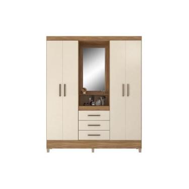 Imagem de Guarda Roupa Casal 4 Portas e 3 Gavetas c/ 1 Espelho Capelinha Persia 