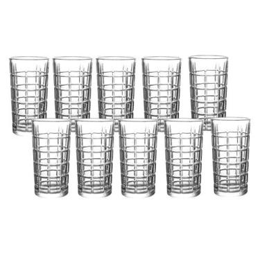 Imagem de Kit 10 Copo De Vidro Alto Long Drink 380ml Cristal Drinkware - Haüskra