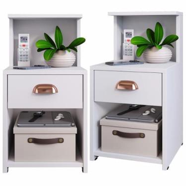 Imagem de Kit 2UN ou 1UN Mesa de Cabeceira CLÉO com Gaveta Puxador Concha e Prat