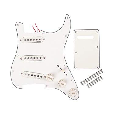 Imagem de Alnicov Captadores Single Coil Para Guitarra, Conjunto De Pickguard Aço Inox Pré-Cabeado E Placa Antirrisco, 3 Camadas Com Tampa Traseira, Peças Stratocaster, Branco