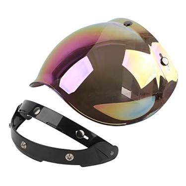 Imagem de QANYEGN MOTORCYCLES Capacete Viseira Face, Retro 3 Rastreio solar Snap espelho bolha, Vire a face Visor Wind Lens para motocicletas Capacetes de face