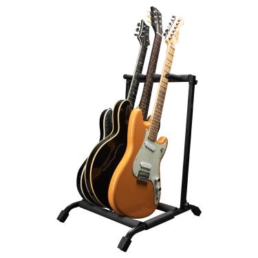 Imagem de Rok-It Suporte dobrável dobrável para 3 guitarras – Serve para guitarras acústicas, elétricas ou baixo – portátil, durável, armazenamento que economiza espaço (RI-GTR-RACK3)