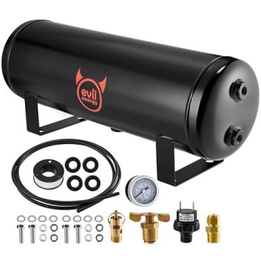 Imagem de EVIL ENERGY Kit de tanque de ar de 6 litros, 6 portas, 1/10.2 cm NPT 200PSI classificado para caminhão, carro, buzina de ar, pneus infláveis, sistemas de suspensão, passeio a ar, pneus, buzina de trem